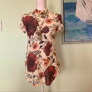 🏷️ NWT Gaze Semi Sheer Mock Neck Floral Sweater XS